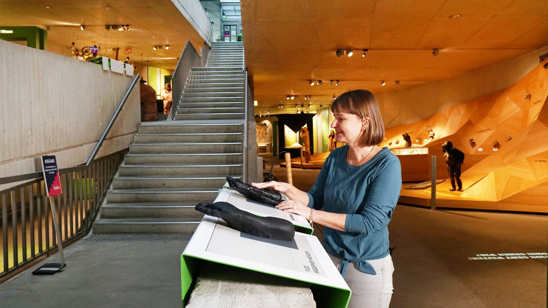 Taststation im Neanderthal Museum.