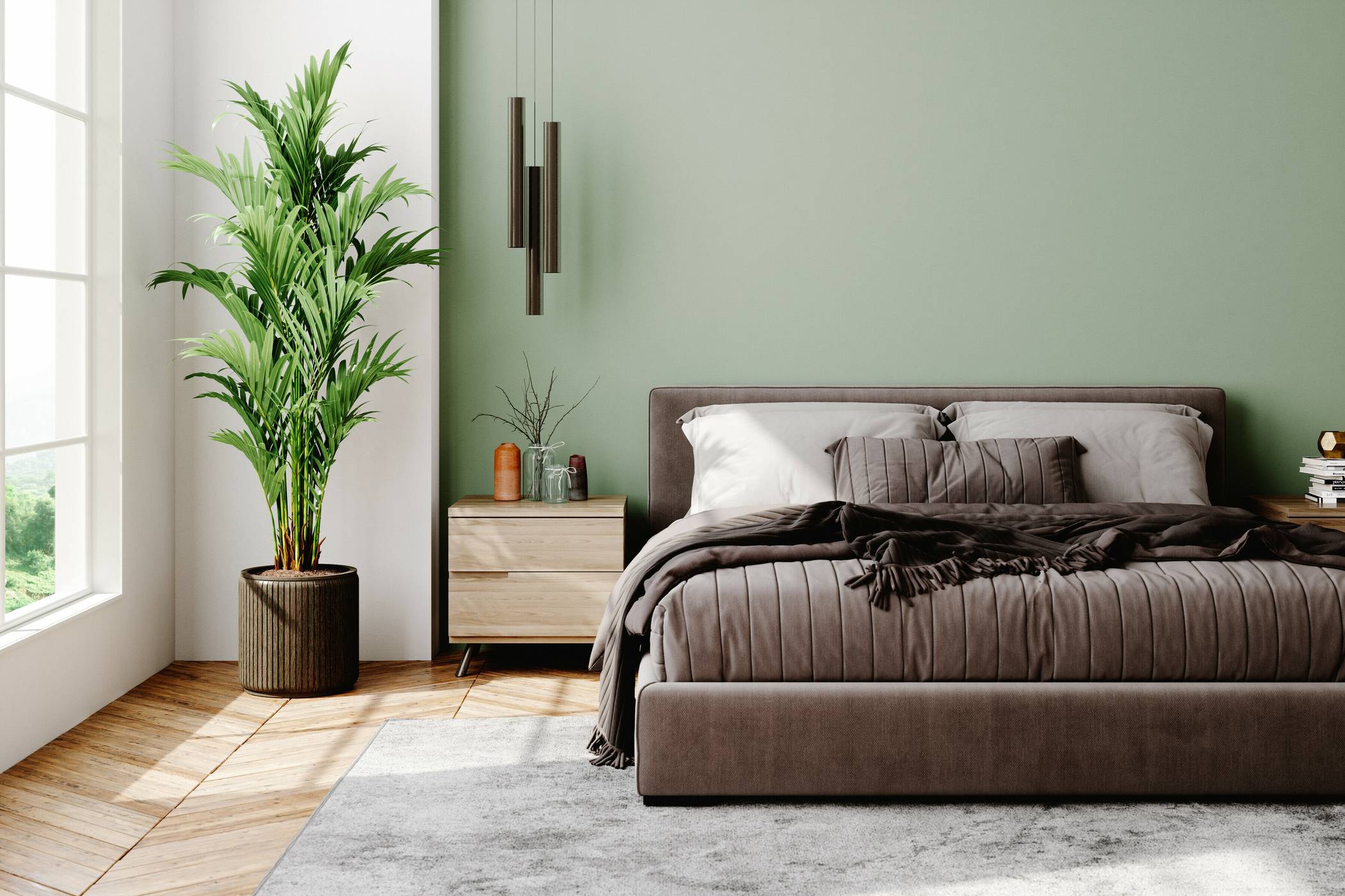 Das Schlafzimmer ist der intimste Raum der Wohnung und allein der Entspannung gewidmet.
