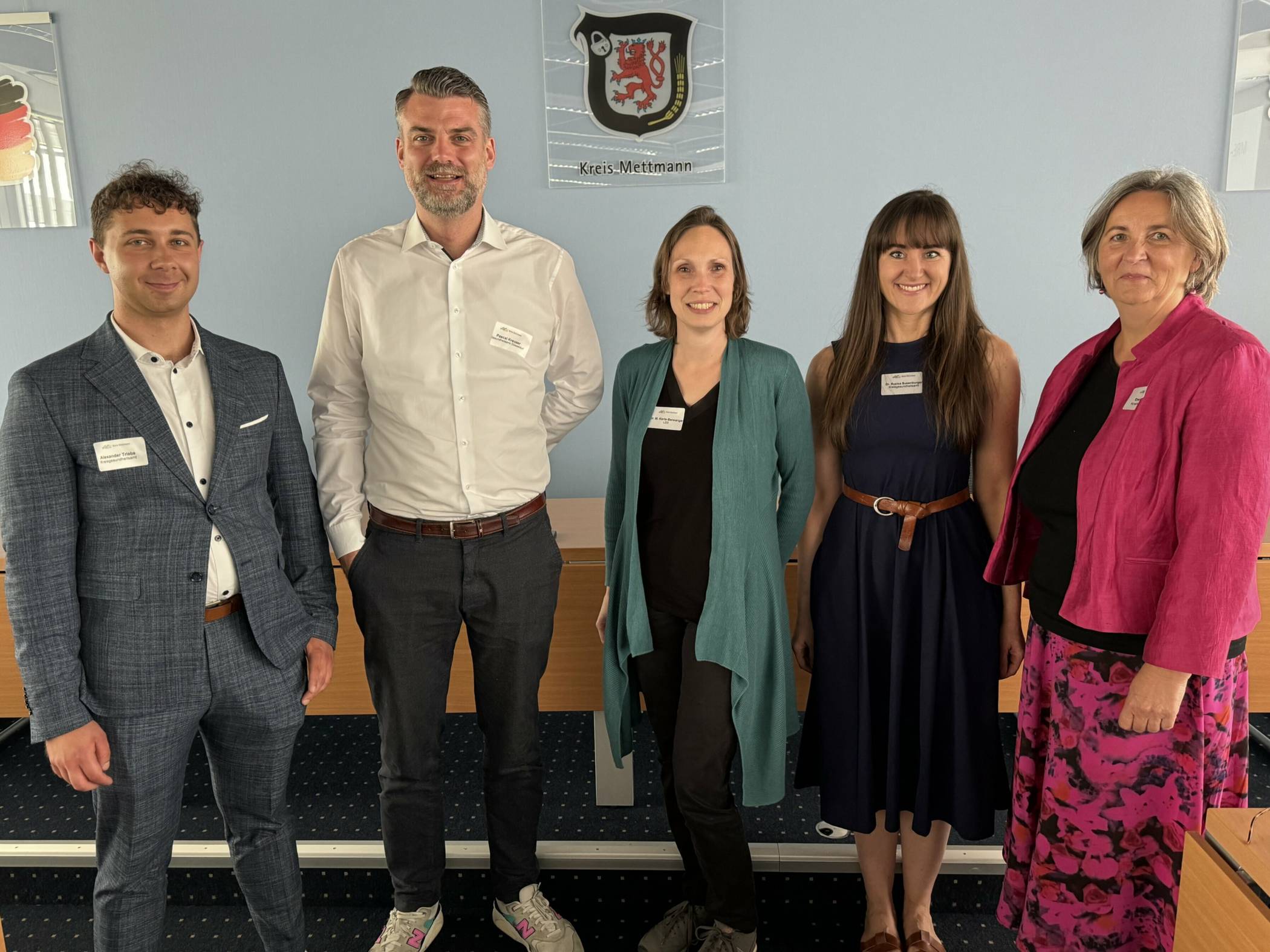  (v.l.): Alexander Triebs (Biologe und stellvertretender Abteilungsleiter Gesundheitsschutz Kreis Mettmann), Pascal Kreuzer (Sachgebiet „Infektionshygiene“ im Gesundheitsamt Düsseldorf), Dr. Miriam Korte-Berwanger (LZG), Dr. Ruzica Susenburger (Leiterin Kreisgesundheitsamt) und Désirée Geisler (Abteilungsleiterin Gesundheitsschutz Kreis Mettmann).    