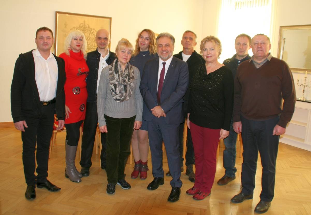  Die ukrainische Delegation wurde von Bürgermeister Thomas Dinkelmann im Mettmanner Rathaus begrüßt. 