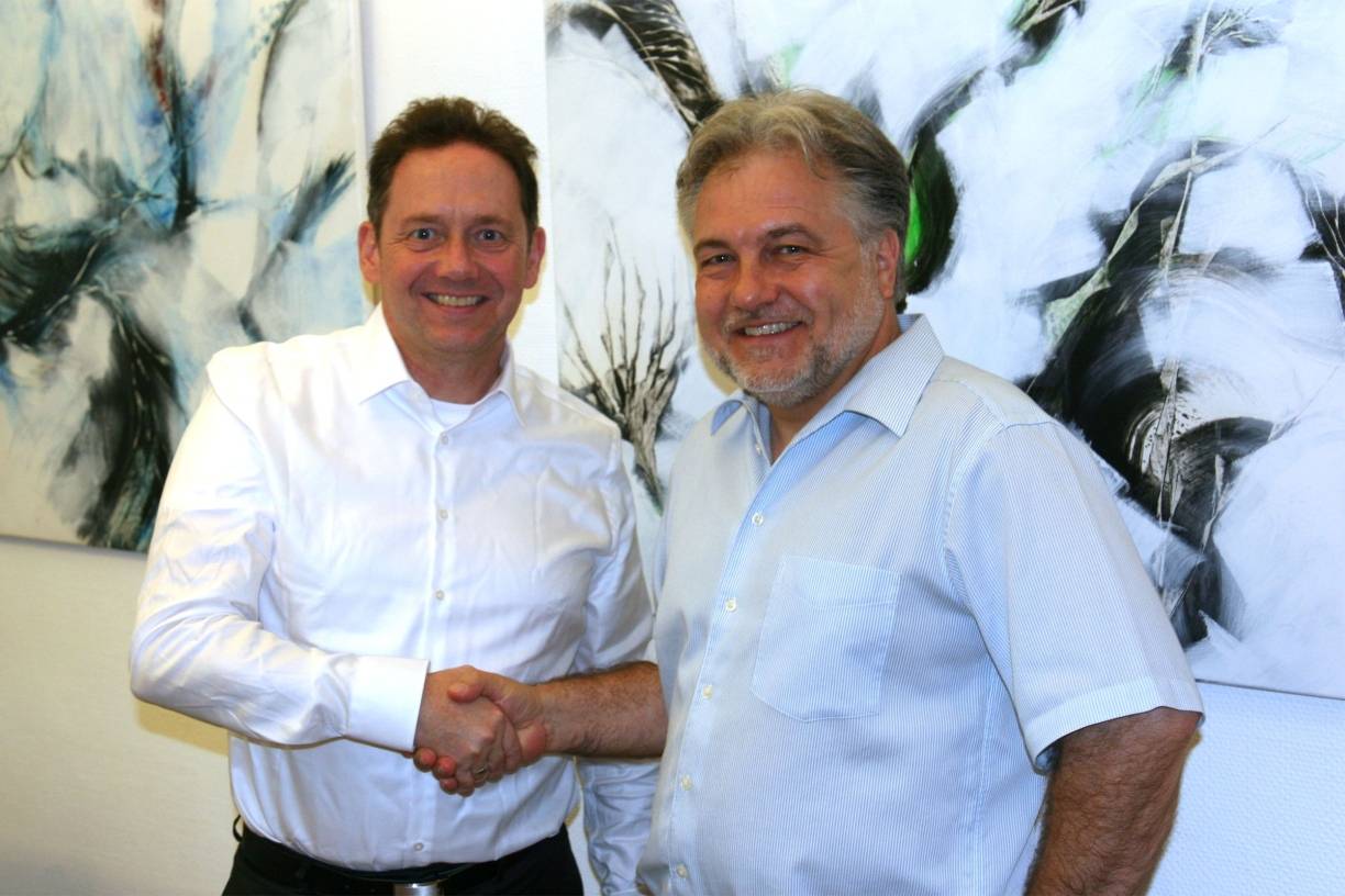  Bürgermeister Thomas Dinkelmann (r.) begrüßte Karl Tymister, den neuen Geschäftsführer der Agentur für Arbeit Mettmann. 