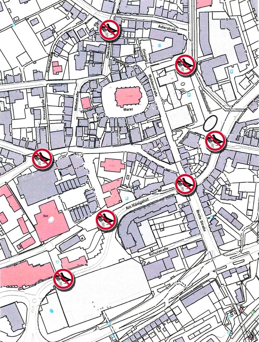 Taubenfütterungsverbot: Neue Schilder im Innenstadtbereich