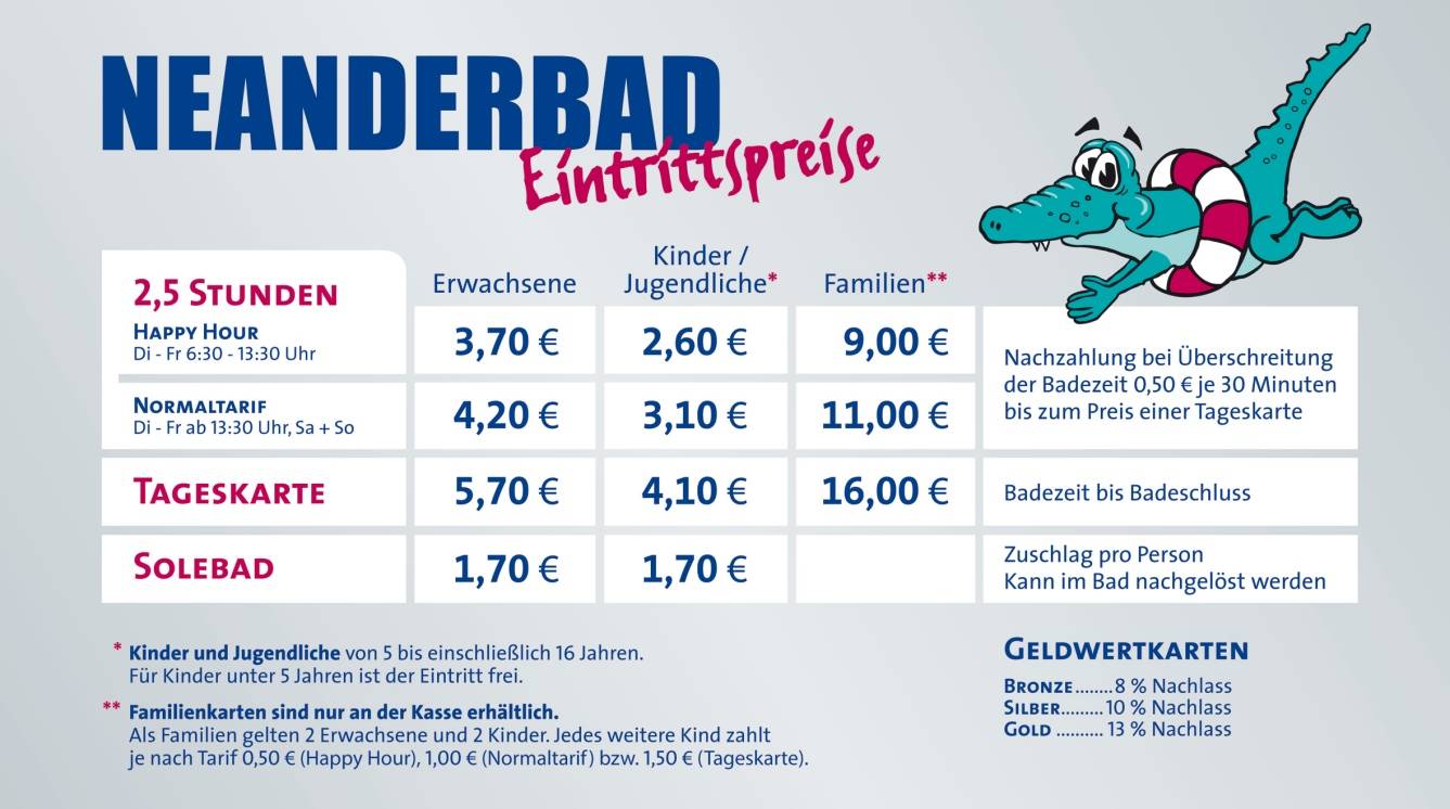 Klimaneutrales Schwimmbad reagiert auf erhöhte Betriebskosten: Neanderbad passt Preise nach vier Jahren minimal an