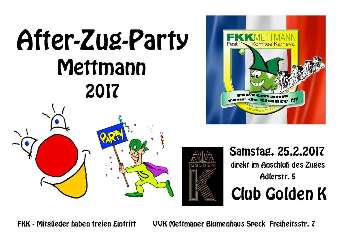 Afterzug-Party findet im Golden K statt