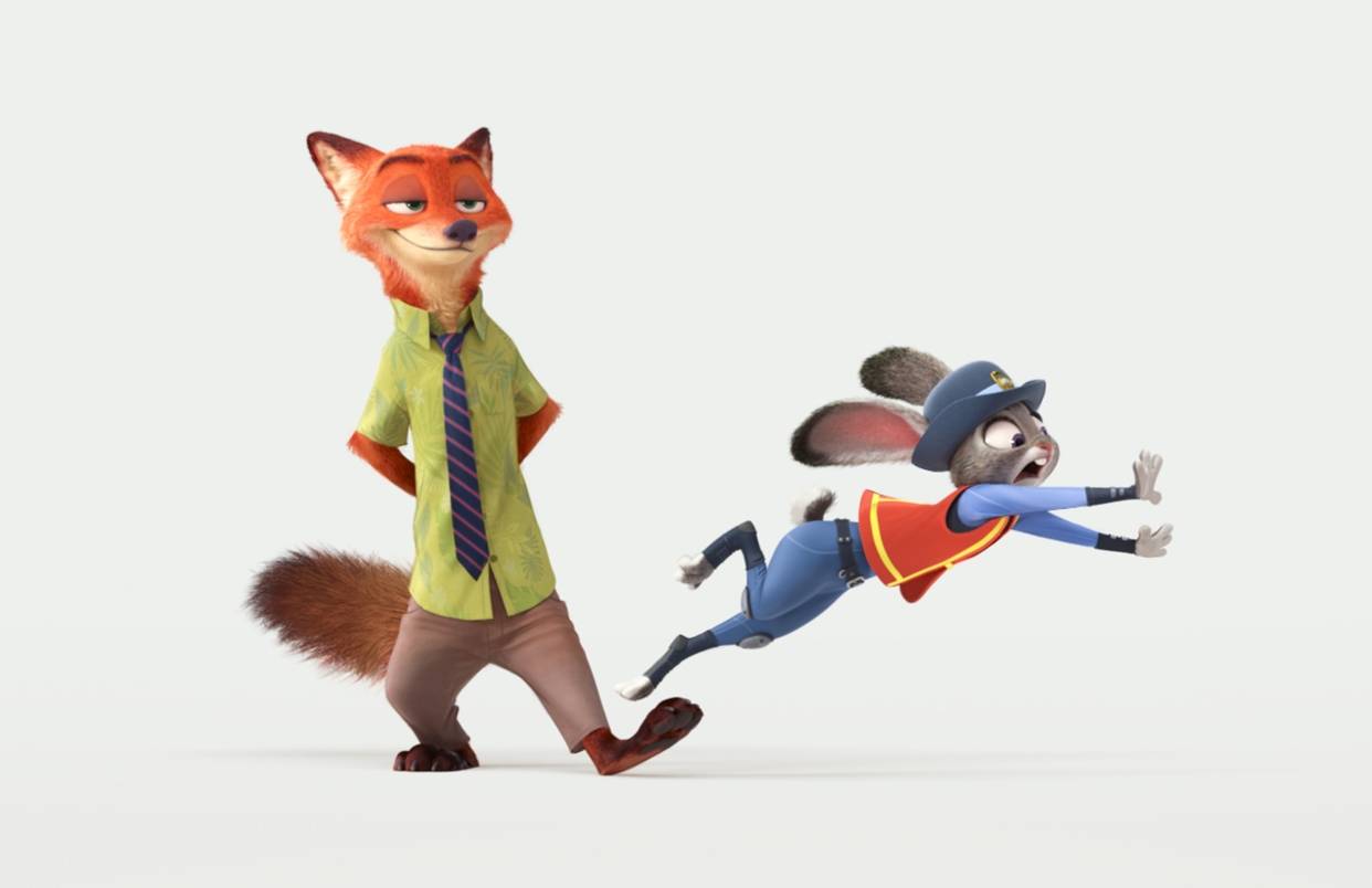  Die Hasendame muss sich erst an den Fuchs gewöhnen. 