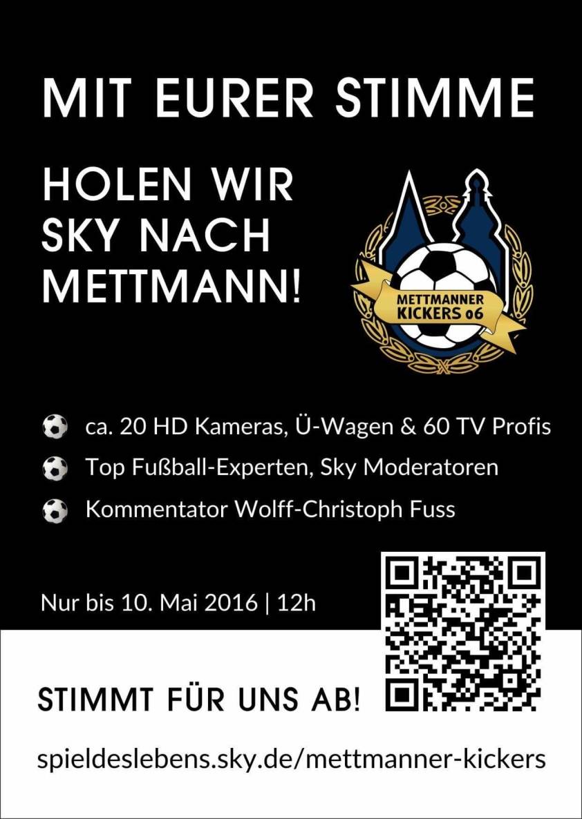 Die Mettmanner Kickers bewerben sich bei Skys "Spiel des Lebens": Bewerbungsvideo gucken und abstimmen!