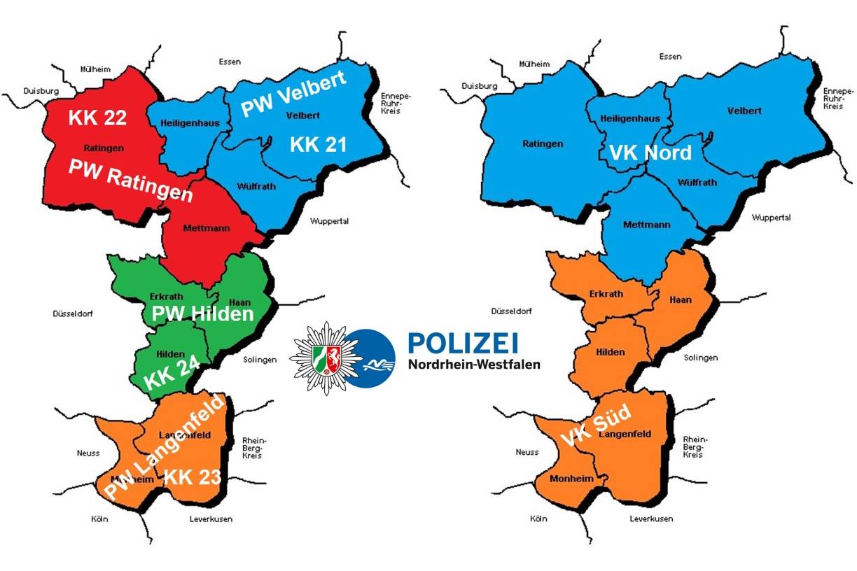  Die neuen Zuständigkeitsbereiche der Kreispolizei. 