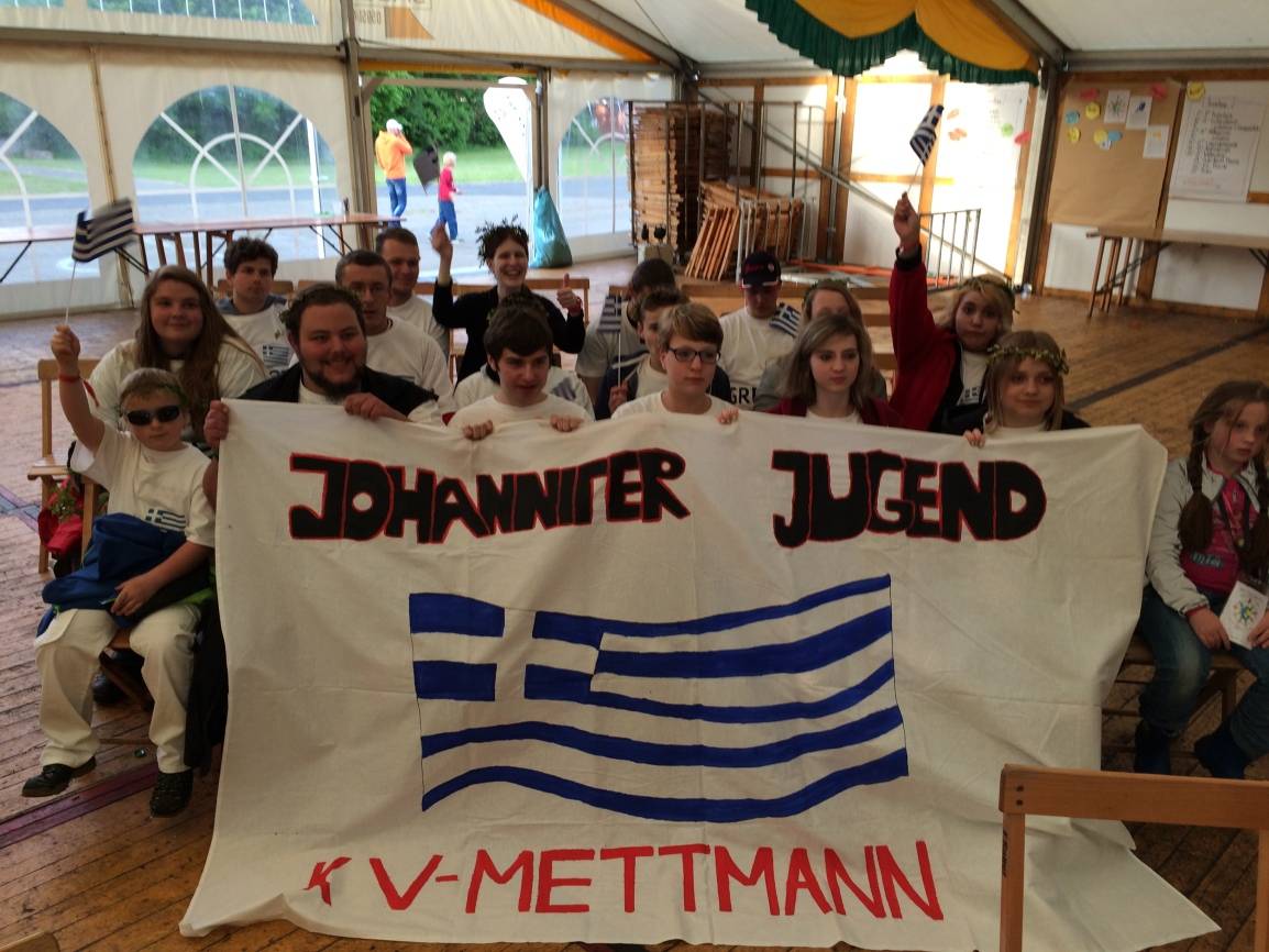  Die "griechische" Johanniter-Jugend aus dem Kreis Mettmann beim Landespfingstzeltlager. 