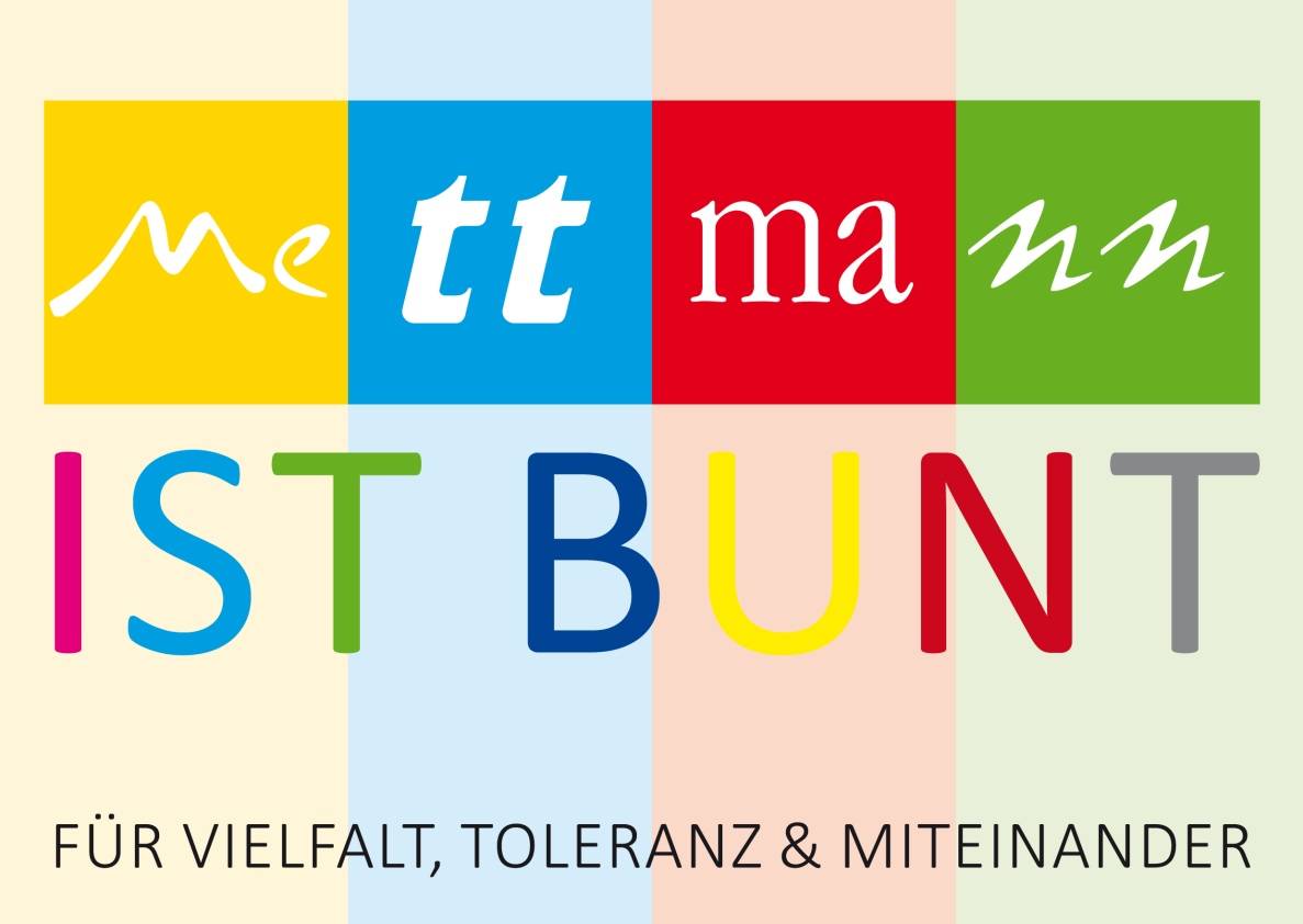 "Vielfalt, Toleranz, Miteinander. Mettmann ist bunt."