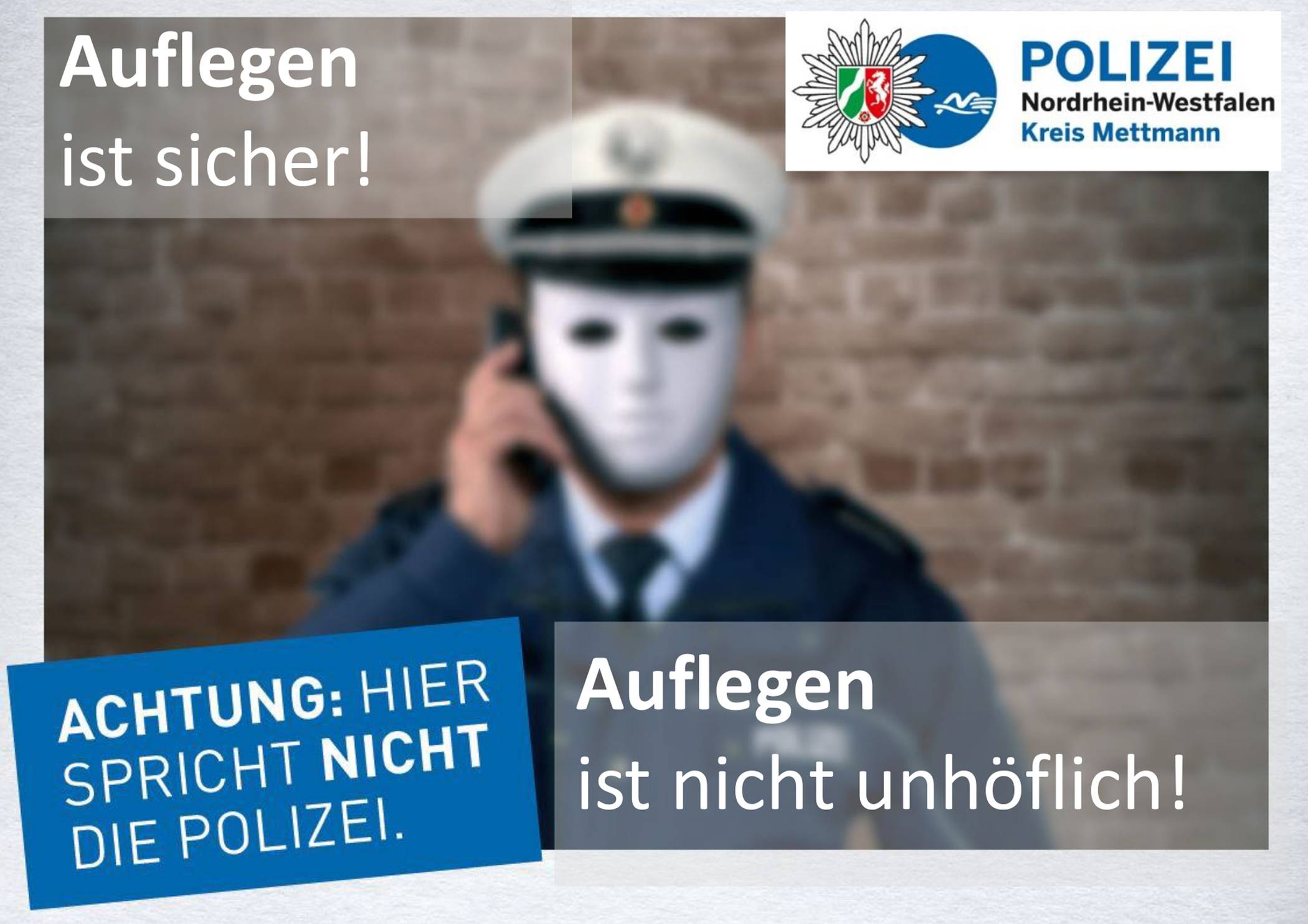 Anrufe falscher Polizeibeamter in Mettmann: Allein acht der Polizei gemeldete Anrufe am Donnerstag