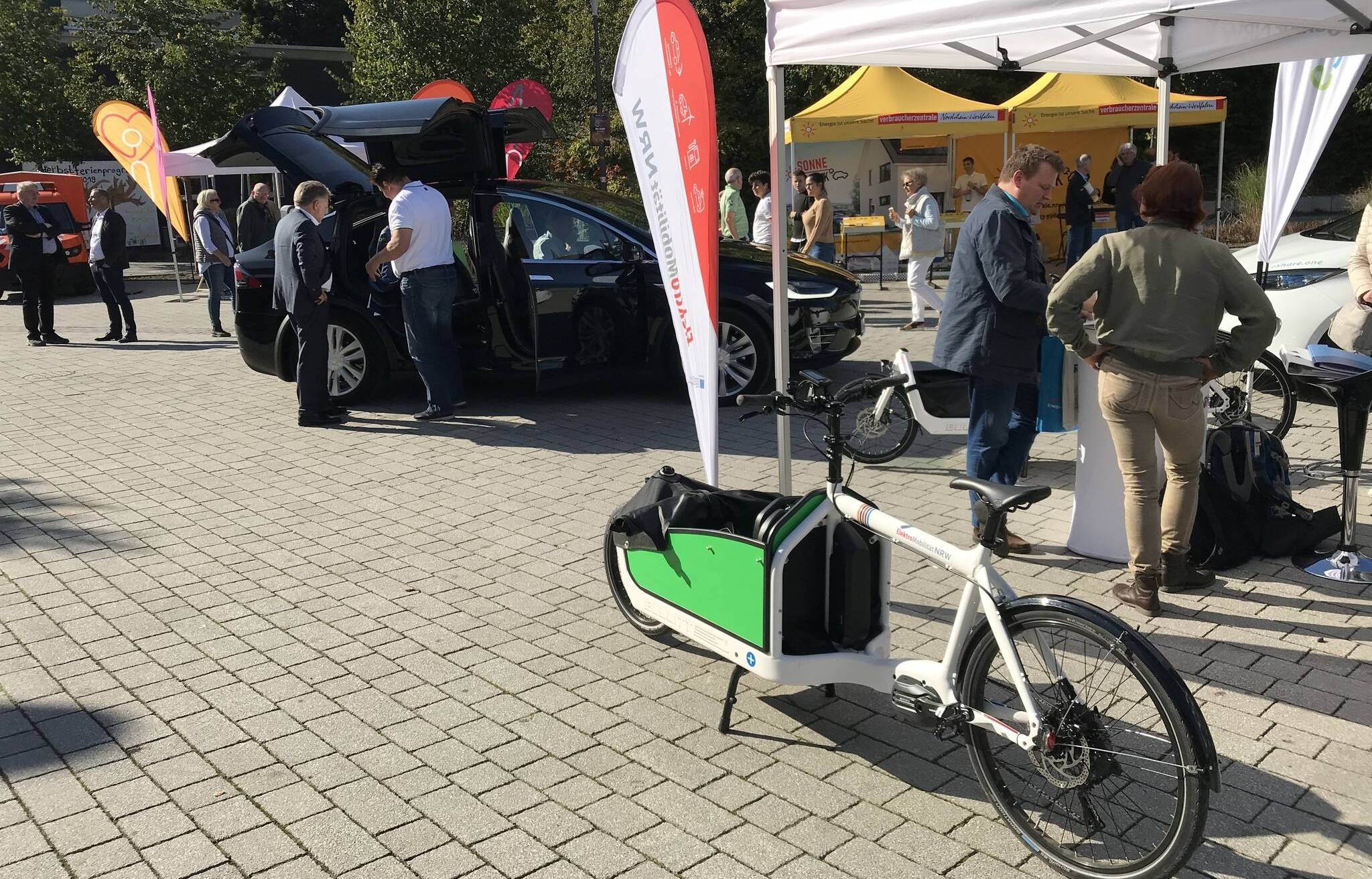  Ein Tesla Model X mit Flügeltüren sorgte auf der Roadshow für große Aufmerksamkeit. 