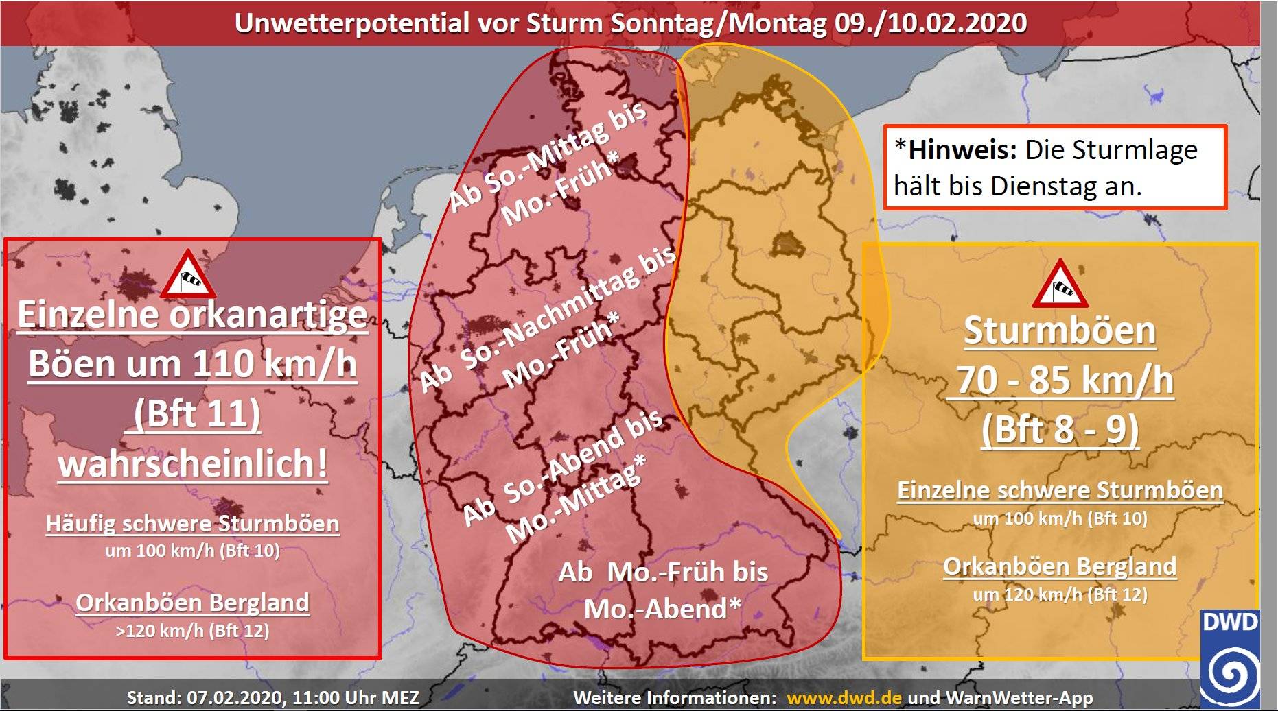 Deutscher Wetterdienst geht von „gefährlicher Wetterlage“ aus